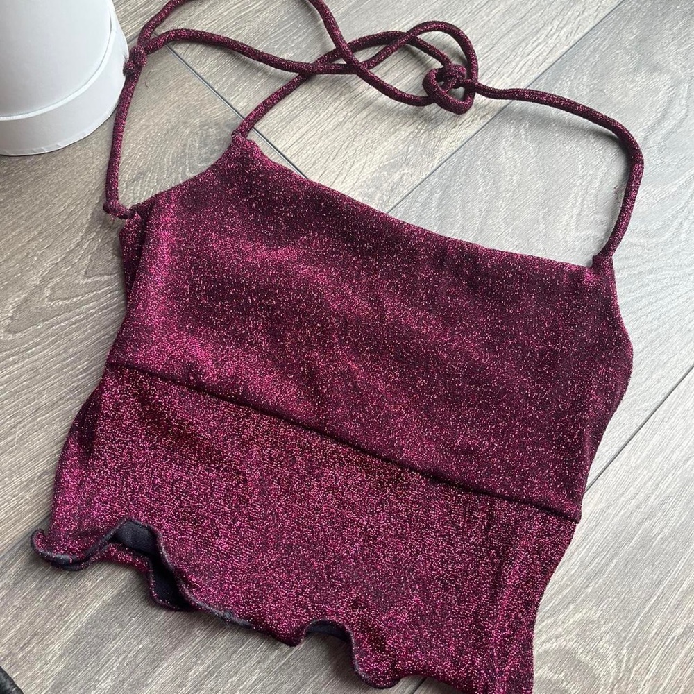Sparkly pink halter top